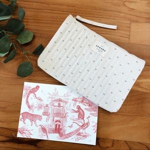 Sézane quilted cotton pouch bag & printed postcard